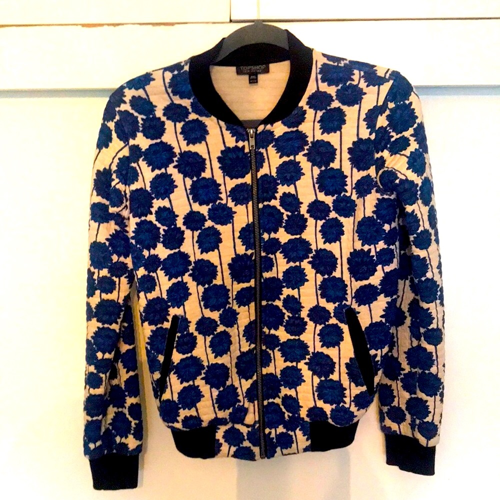 Top Shop floral navy bomber